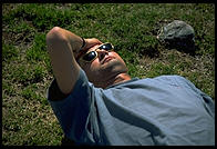 Phil soaks up some sun at the pass - Murgsee